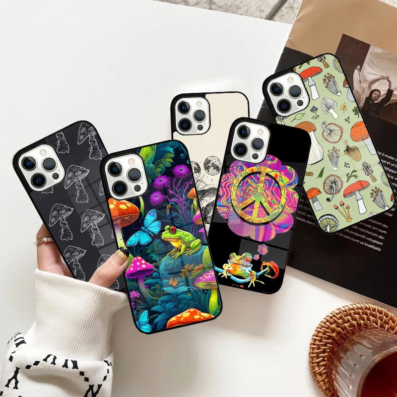 Hippie Mushroom Frog shrooms Phone Case Magnetic for iPhone 15 16 14 13 Pro Max 11 12 Mini Magsafe Wireless Charging Cover