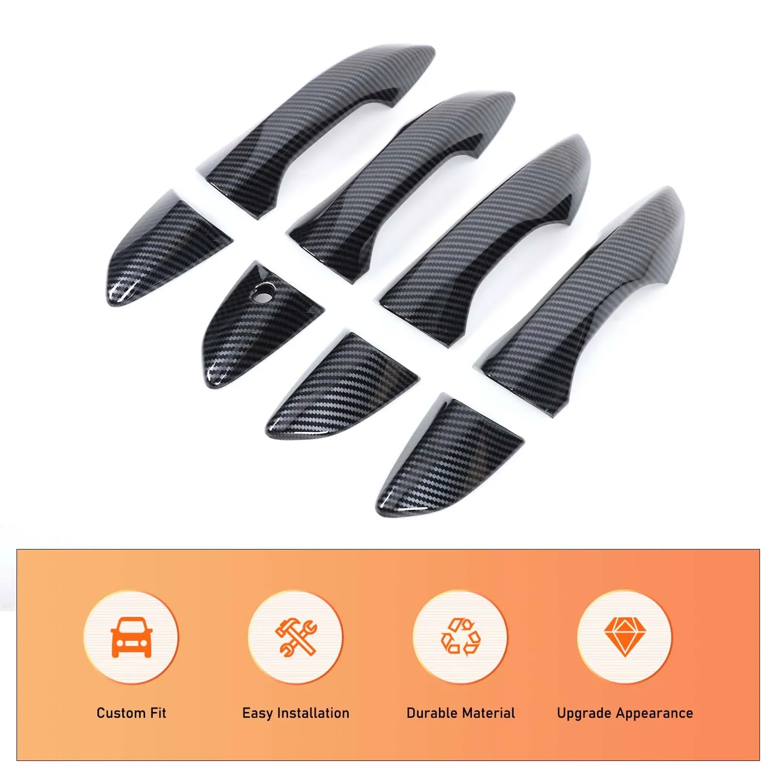 For Acura MDX 2022-2024 ABS carbon fiber car exterior handle protective shell decorative sticker car protection accessories 8Pcs