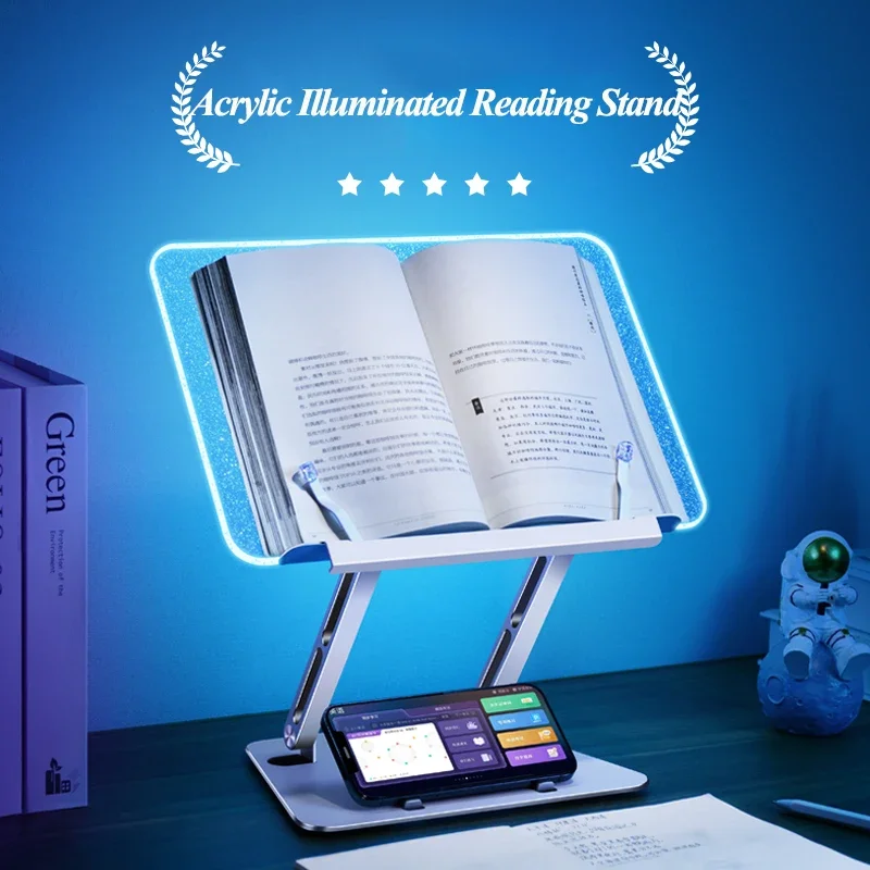 

Oatsbasf Laptop Tablet Stand Phone Holder Computer Stand Atomosphere Night Light Foldable Reading Desk Multifunctional Bracket