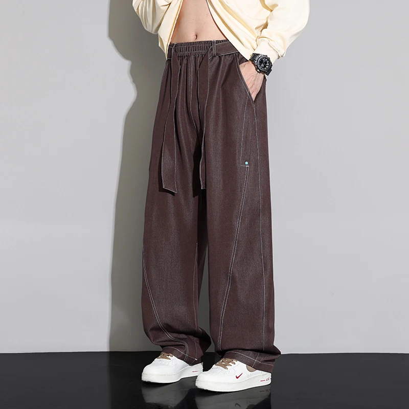 

2026 Spring New Style Men's Straight Leg Casual Pants Wide Leg Pants Men's Black Loose Jeans Large Size 8XL 9XL