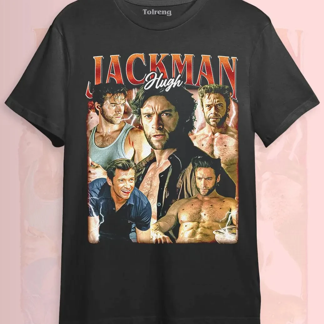 

Футболка с изображением Хью Джекмана: мягкий хлопок, подарок для любителей кино, футболка с принтом.