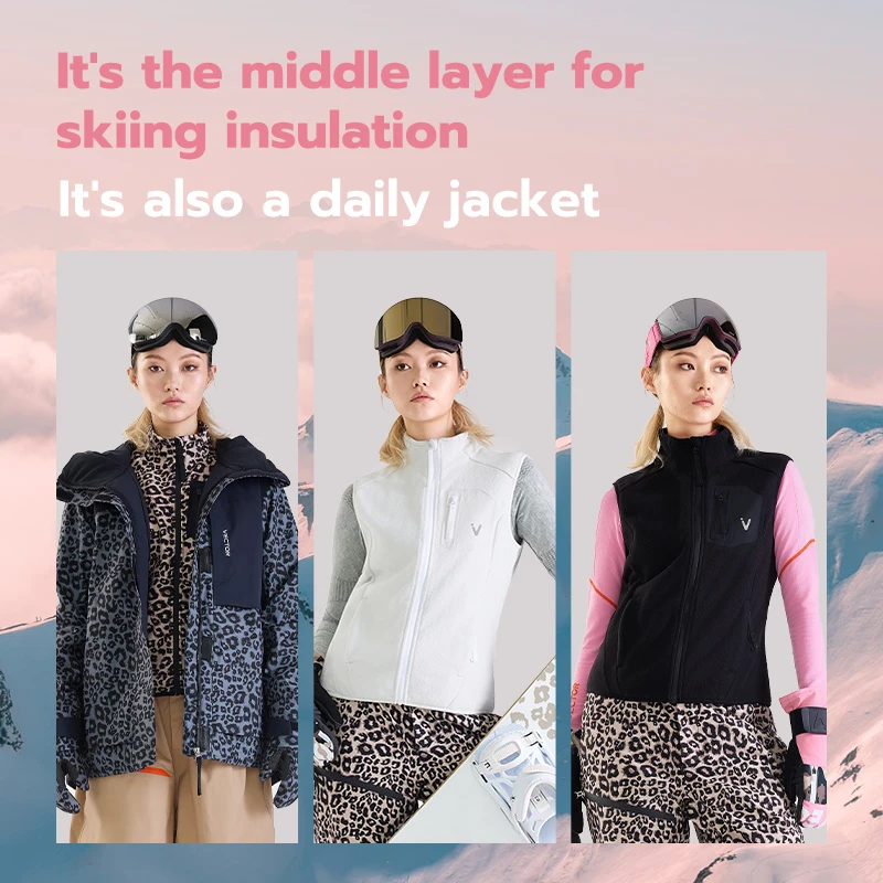 VECTOR Brand Men's and Women's Skiing Sports Slim Fit Fleece Vest Windproof Warm Anti-static Breathable Sweat Wicking