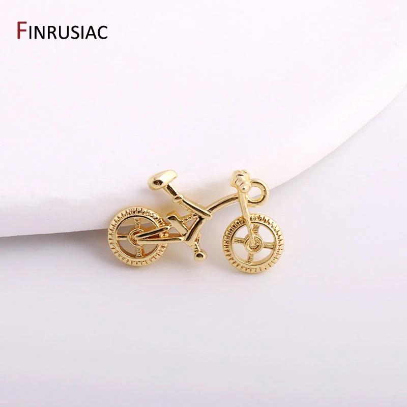 FINRUSIAC 21x10mm Bike Charms Exquisite 14K Gold Plated Bicycle Charm Pendents DIY For Jewelry Making