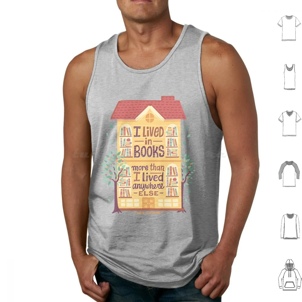 Lived In Books Tank Tops Print Cotton Books Book Reading Read House Home Bookshelf Library Bookworm Bibliophile