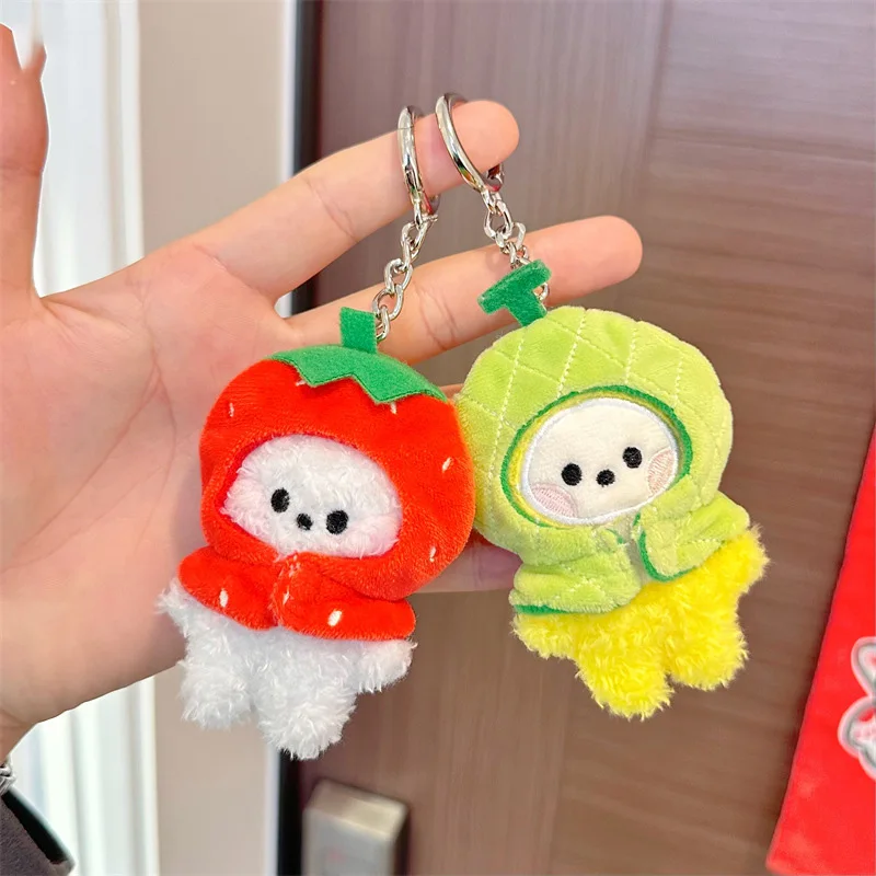 Anime Kawaii BT21 Plush Pendant Keychain Cute Cartoon Fruit Headband Series Keychain Accessories Bag Pendant Birthday Gift