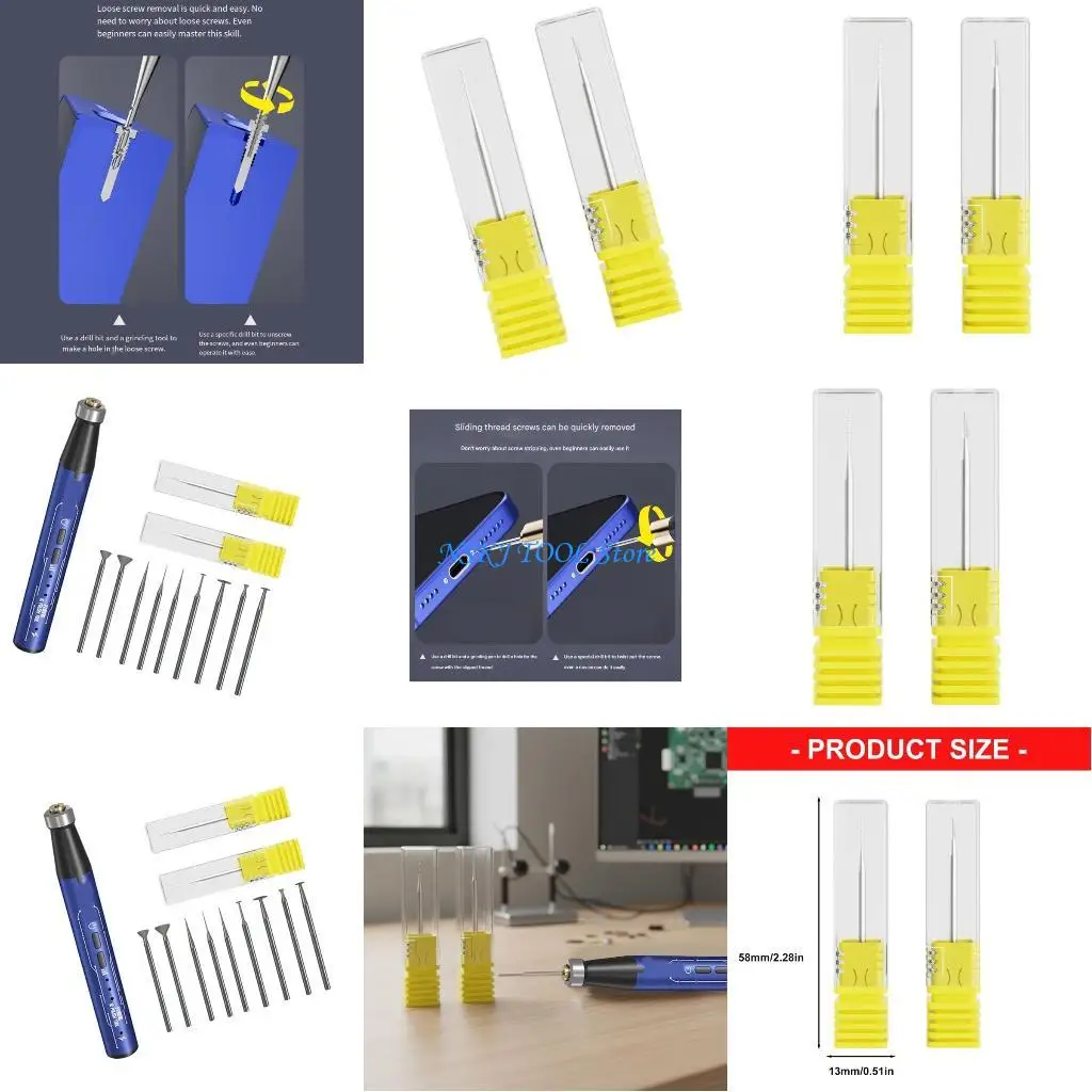 

L8RC High Precise Engineered Phone Repair Drill Bit Set For Extracting Slippery Screws Durability 45mm/50mm Alloy Bit