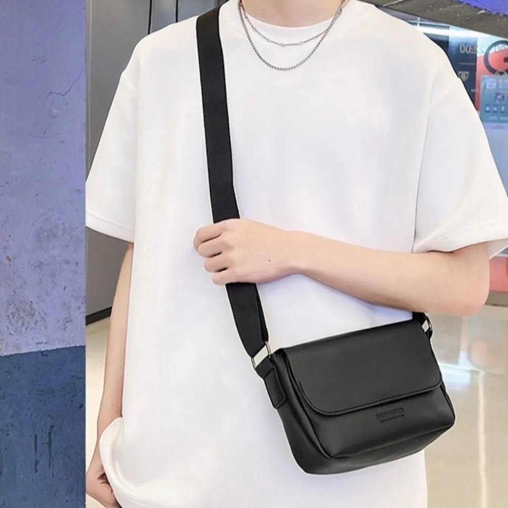 

Квадратная мужская сумка-мессенджер с регулируемым ремешком, однотонная сумка через плечо из искусственной кожи, большая вместительная минималистичная сумка через плечо, спортивная