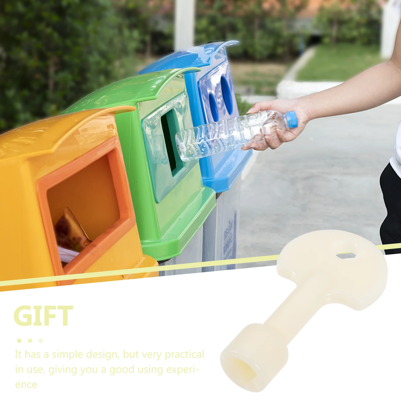 

Trash Can Key Outdoor Stainless Steel White Plastic Triangle Security Garbage Locks