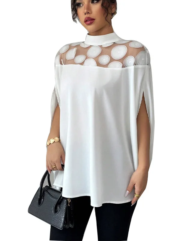 Женская блузка Loose Me с открытыми плечами, однотонная женская блузка в стиле ретро Sle Commute Faion Batwing Sve Me Cover-Up