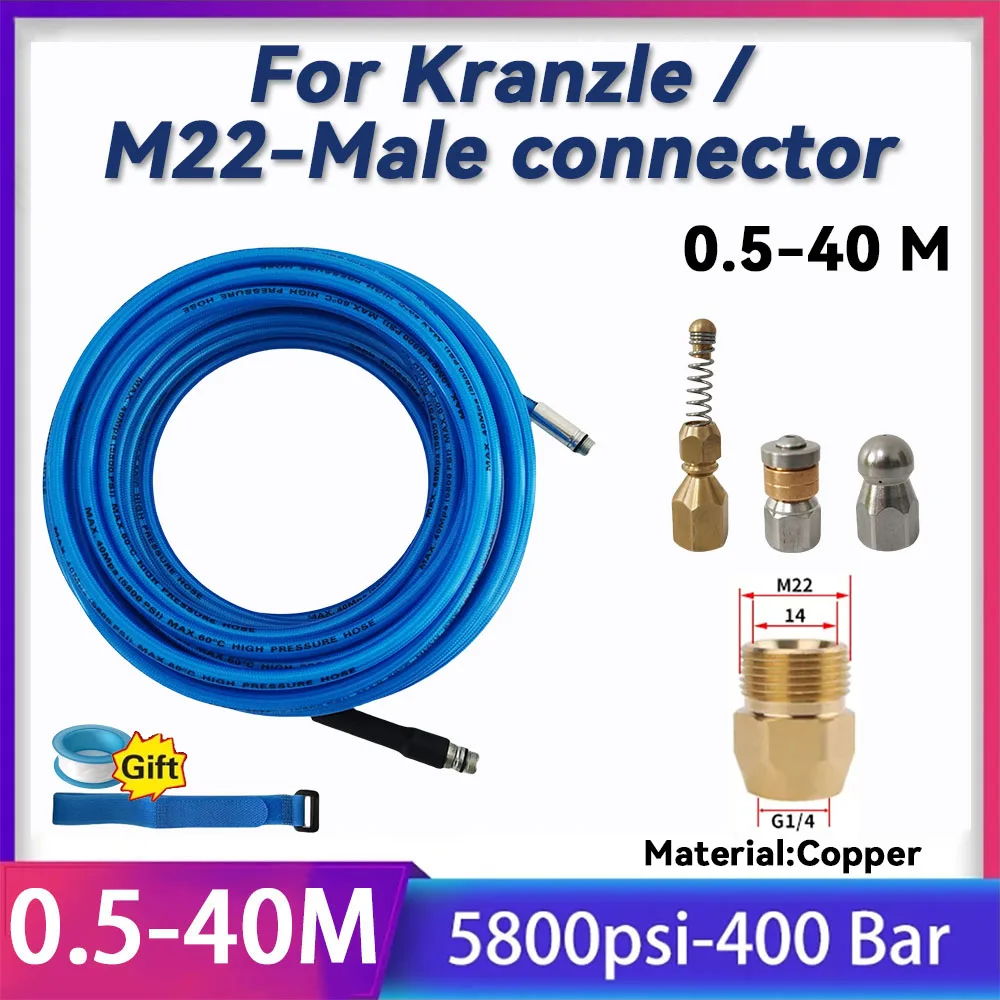 0.5-40M High Pressure Cleaning Machine Hose, Sewer Cleaning Hose and Pump Connection Joint for Kranzle/M22 Male Connector