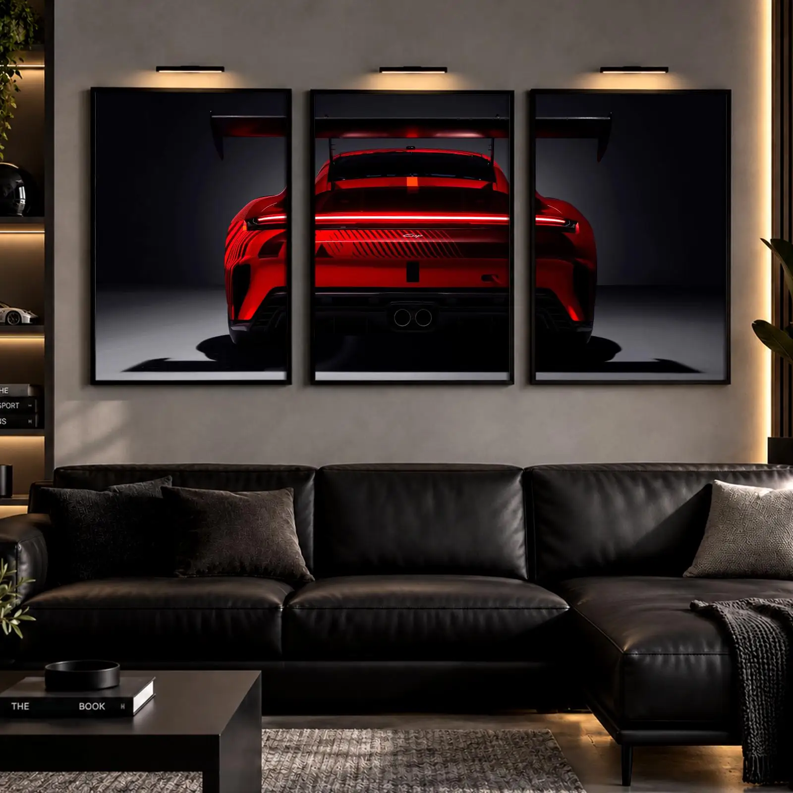 3pc Hypercar Rear View Painting Calligraphy Canvas Poster Set Wall Art Prints for Bedroom Living Room Home Decor Gift