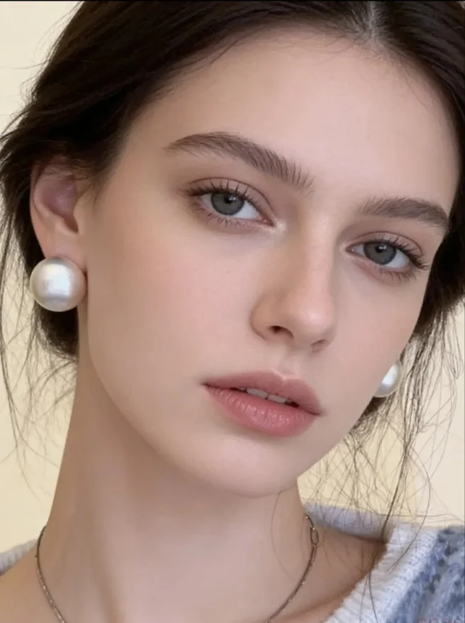 25MM Big Simulated Pearl Stud Earrings For Women White Color Simple Half Round Imitation Pearl Earrings For Women Gift