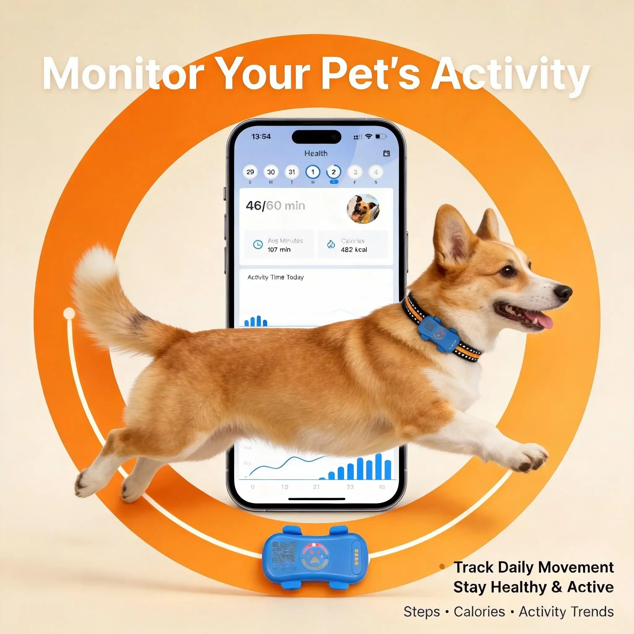 Picture 5: GPS Pet Tracker Plan Required 4G Built-in SIM with Real-Time Tracking, WiFi Home Positioning, IP67 Waterproof for Dogs & Cats