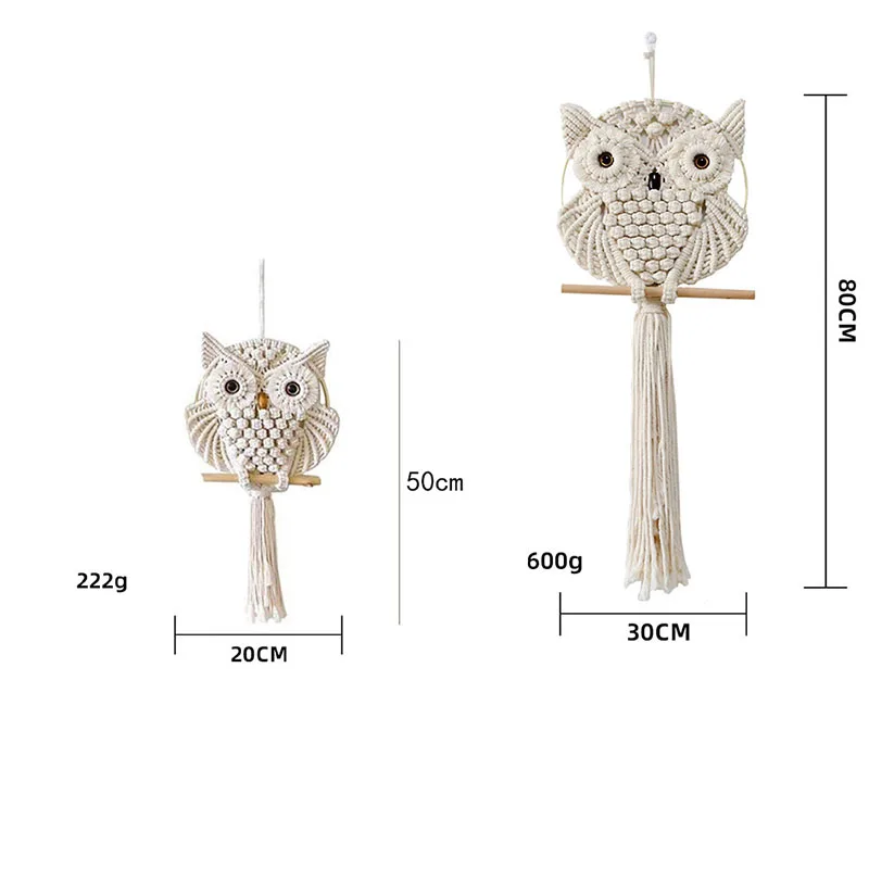 Handwoven Cotton Owl Tapestry Wall Hanging Nordic Bohemian Tapestry with Tassels Rope Wall Blanket Decor Home Decoration Supplie