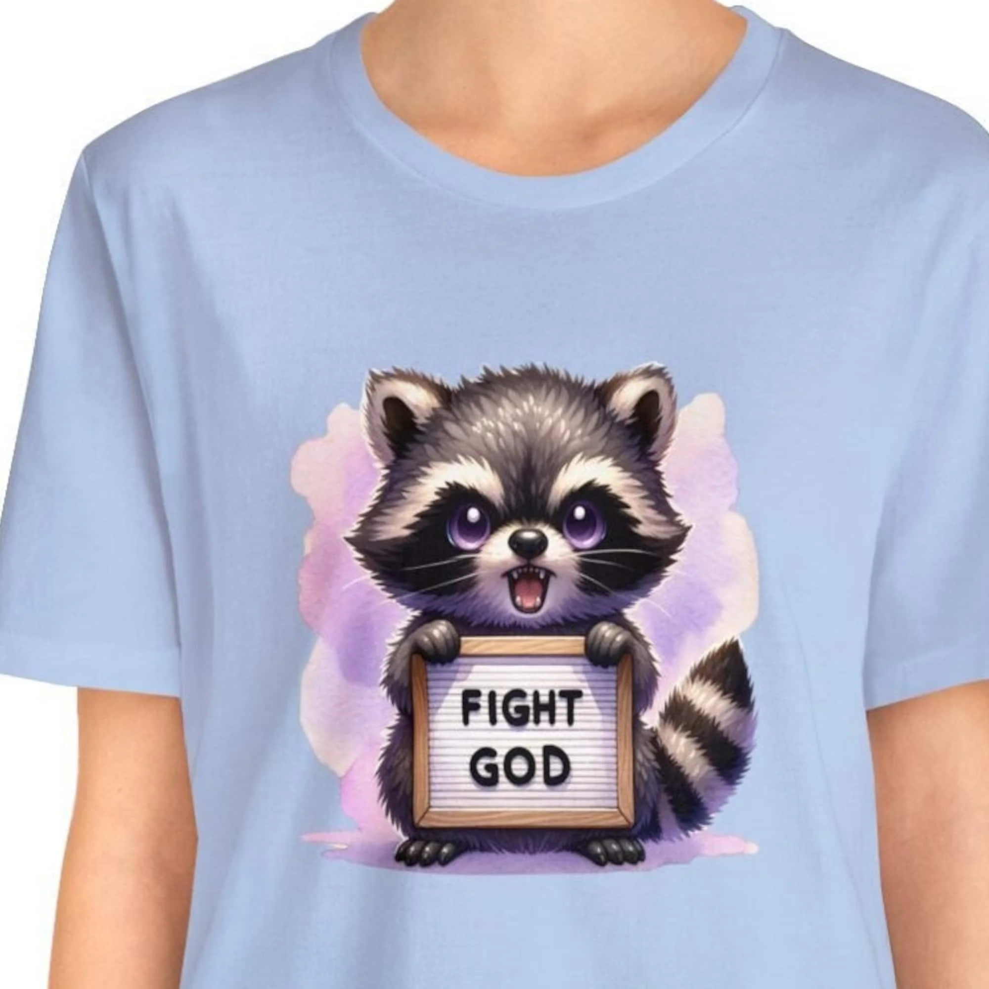 Cottagecore Raccoon Fight God Funny Existentialist Philosophy Atheist Trash Panda Punk T Shirt