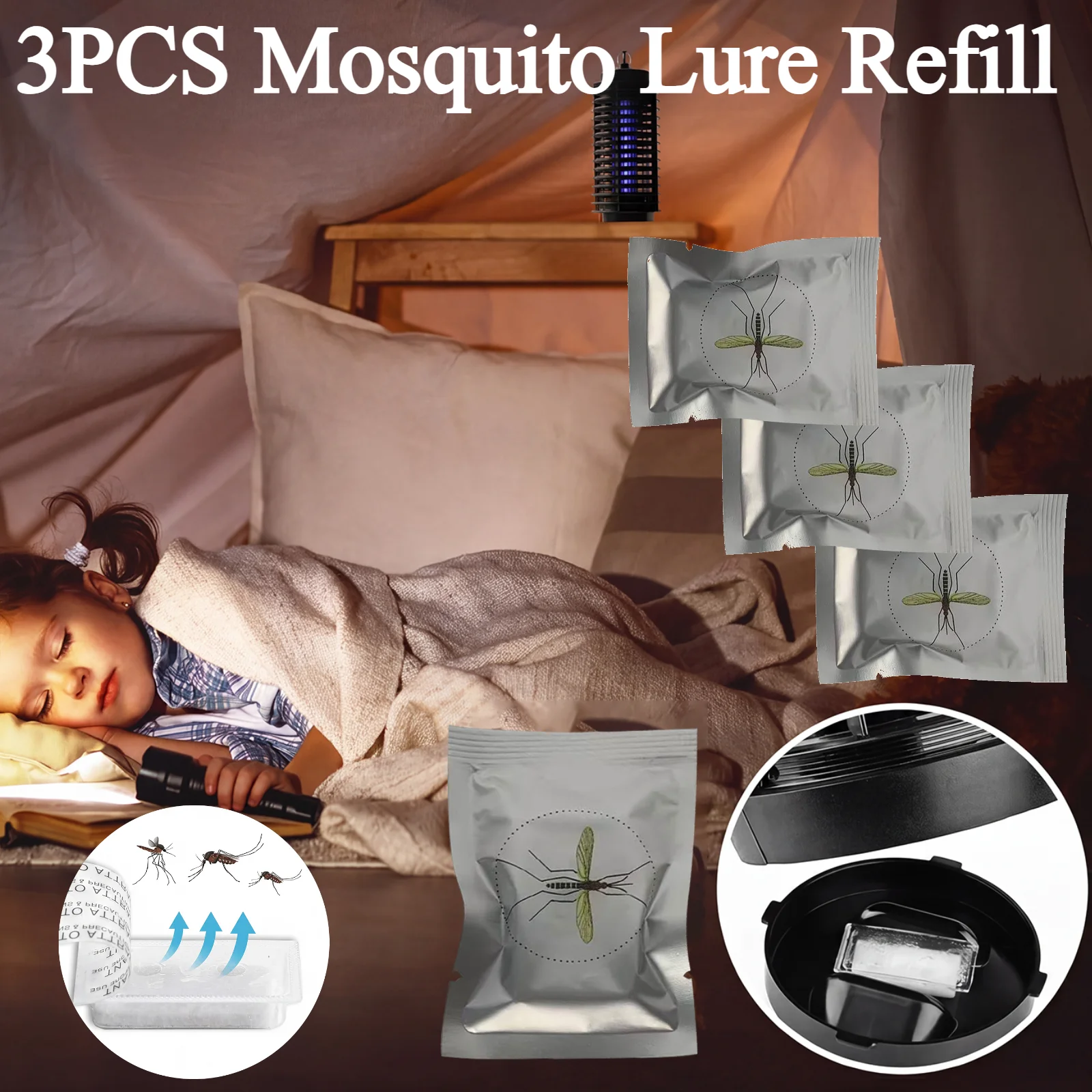3Pcs/Set Mosquito Attractant Mosquito Lure Agent Mosquito Trap Lamp Parts Helper Effective Mosquito Lure Refill Bug Trap Tool