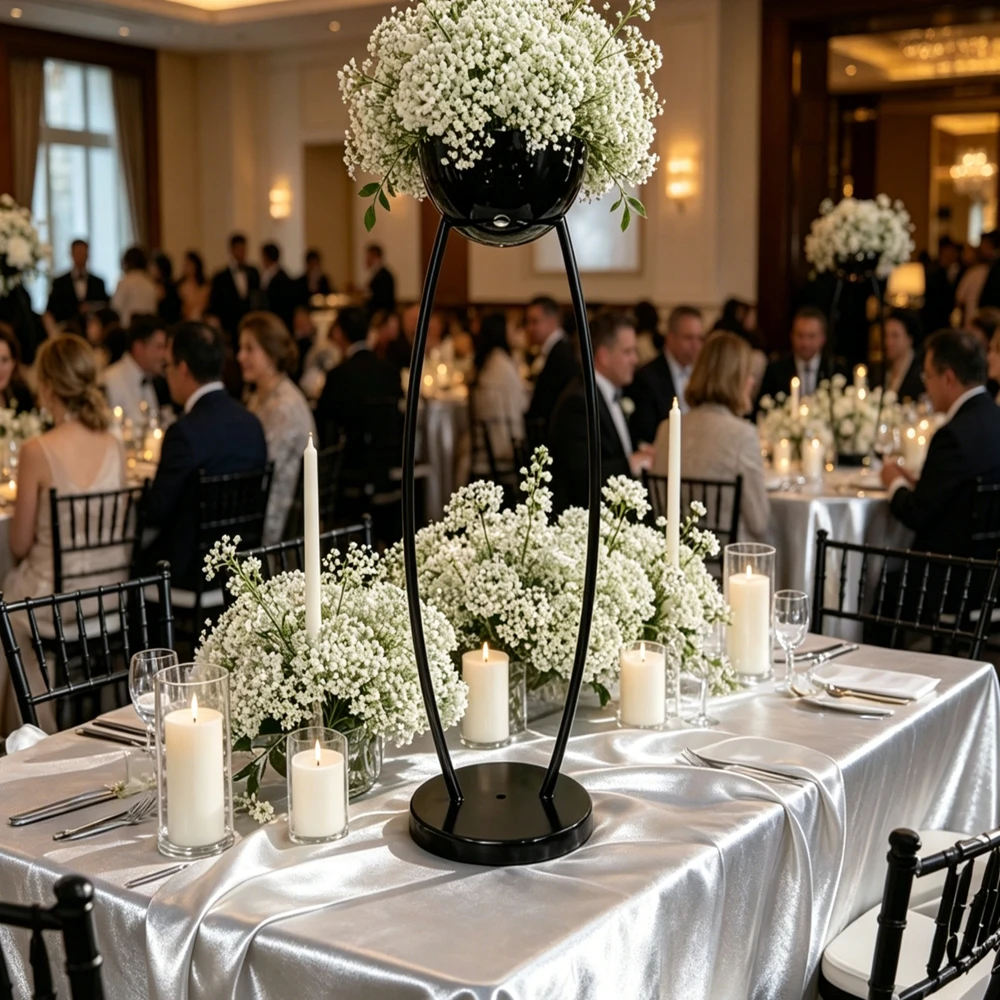 4/8/10pcs)50-100cm) Acrylic Feather Iron Stand Decor Table crystal vase Centerpiece for Wedding Events