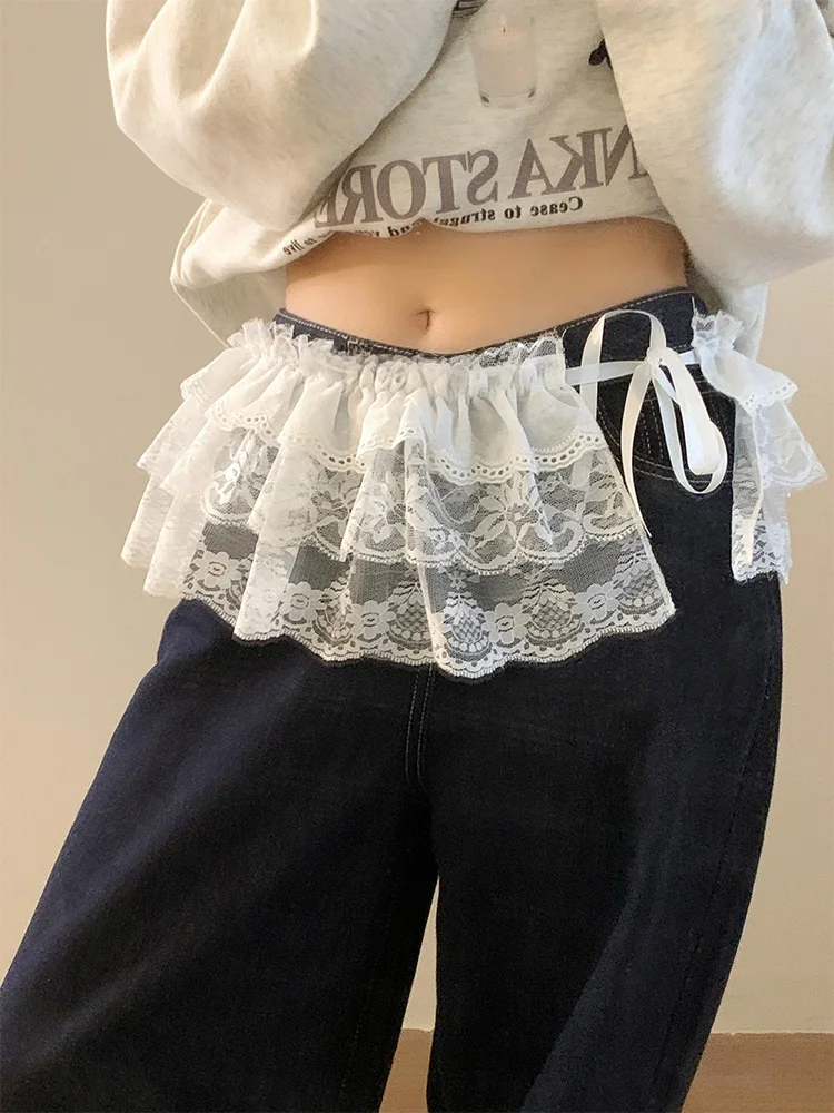 White Lace Ballet Style Half Skirt Women's New 2026 Versatile Layered Wear  Skirt Butt Covering Curtain Korean Style
