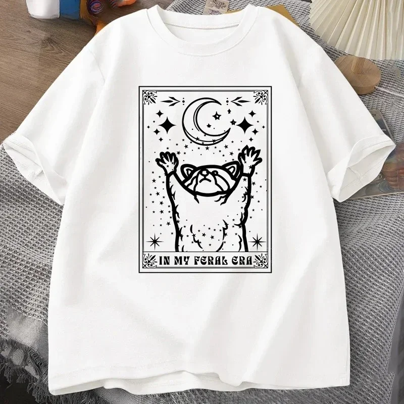 Camiseta My Wild Times Raccoon, camiseta de manga corta, ropa con estampado de Tarot místico para mujer, camisetas gráficas de verano, ropa de calle de verano