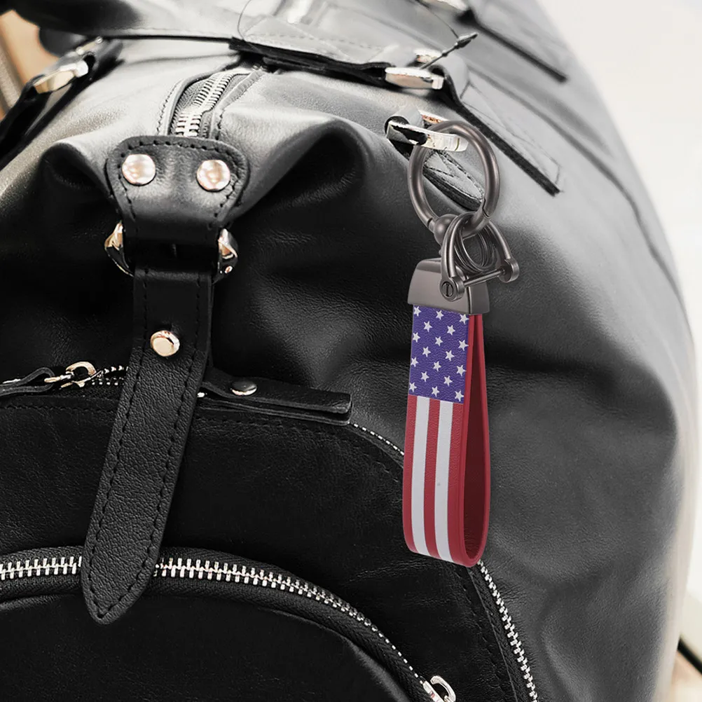 2Pcs Patriotic American Flag Keychains DIY Metal Car Key Rings for Men Women Usa Flag Backpack Bag Key Holders Independence Day