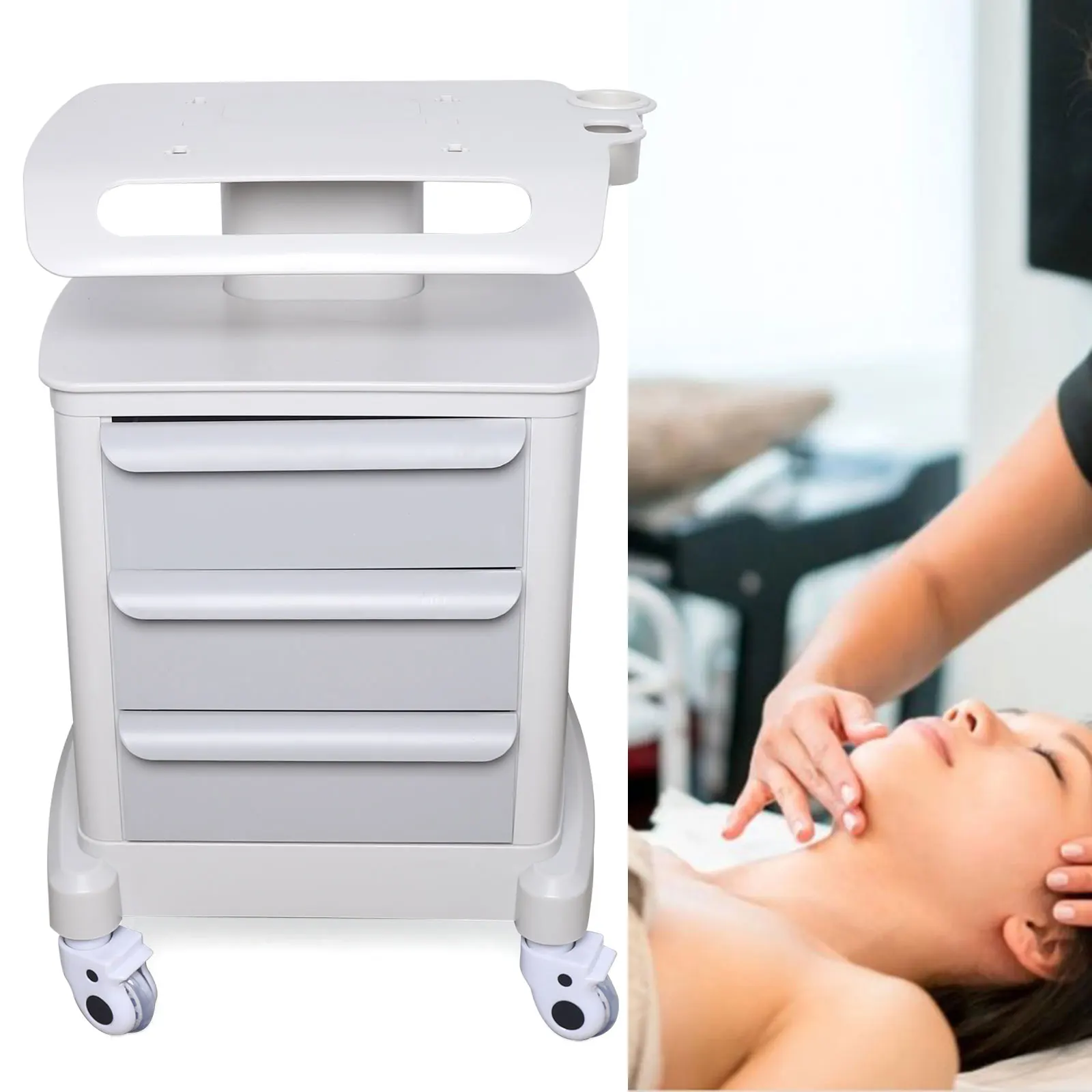 Chariot utilitaire roulant à 3 niveaux pour salon de beauté, chariot assemblé pour la maison, la boutique, la beauté des cheveux, les machines de beauté IPL HIFU