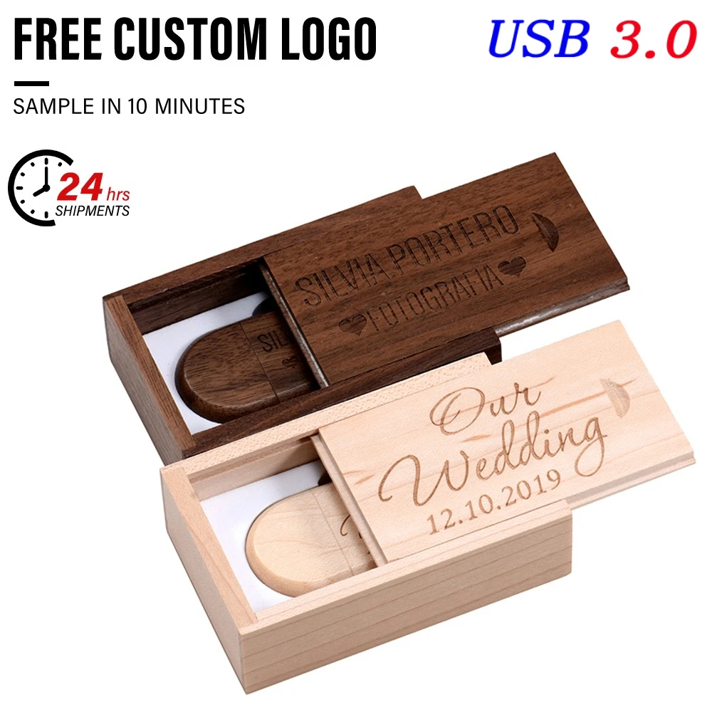 

USB3.0 Бесплатный индивидуальный логотип USB3.0 Флэш-накопитель 128 ГБ Свадебный подарок Память 64 ГБ Деревянный флэш-накопитель 32 ГБ Push Pull Box U Disk 16 ГБ