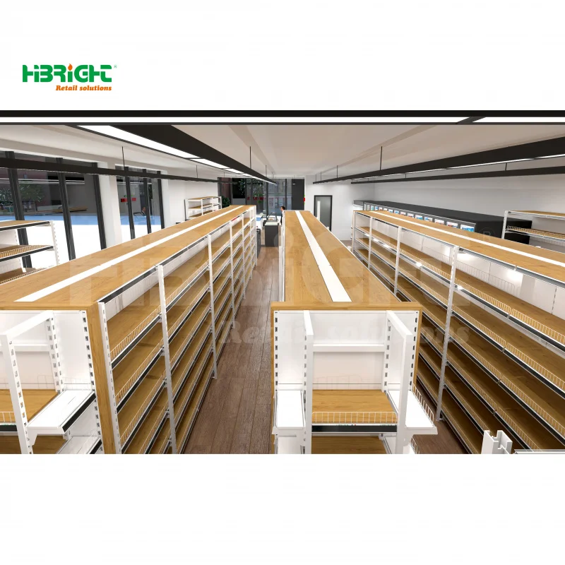 Custom. رف عرض مكون من 5 أرفف على الوجهين لتخزين النبيذ قابل للتخصيص شديد التحمل معدني وخشبي مع غطاء طرفي مزدوج