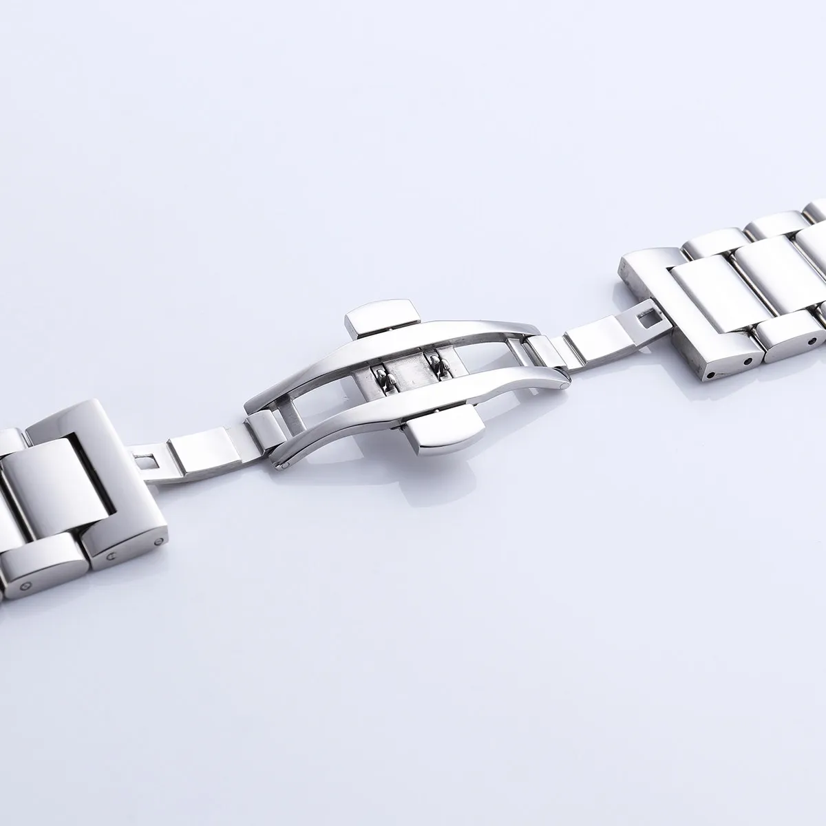 18Mm Stainless Steel Watch Band Vacuum Electroplated Scratch-Resistant Ergonomic Seamless Design Easy Install High-End Chic