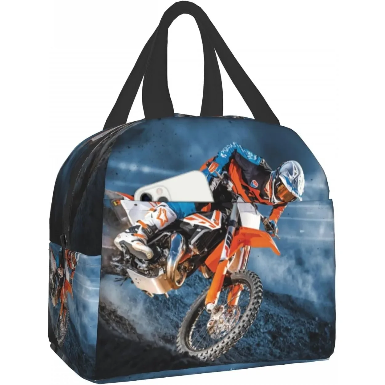 

Мотоциклетный ланч-бокс для детей, байк, мотокросс, изолированный ланч-холодильник, сумки-тоут, многоразовый термоконтейнер для еды с передней частью