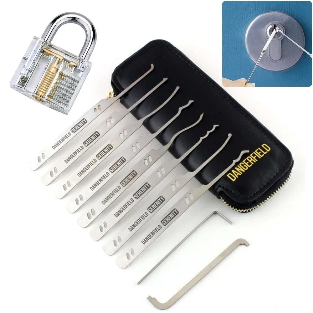 Locksmith EDC Multitool Kit - Car Door Repair Comb Bypass Picklocks Lockpicks Set with Video Bowls Picks for Electro Tools