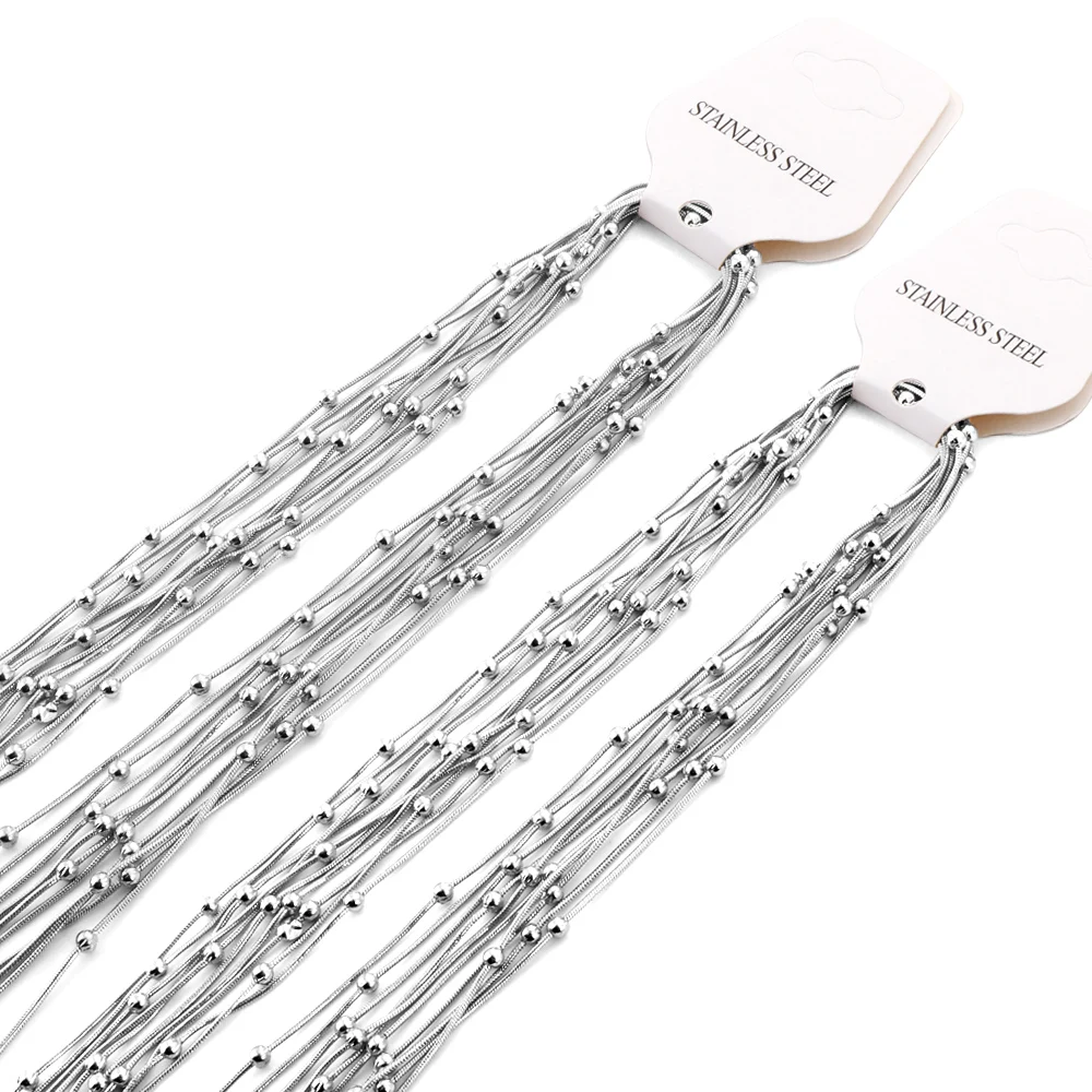 LUXUKISSKIDS 0.9mm Round Snake Beads Chain New Fashion Stainless Steel 5pcs Chains Necklace For Factory Making Hypoallergenic