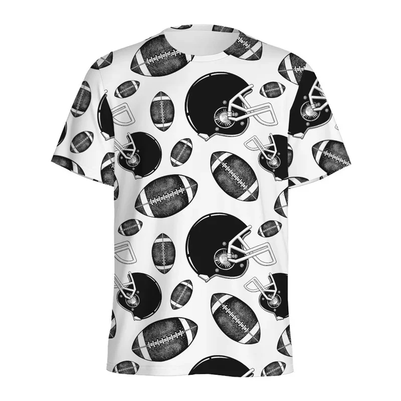 American Football Pattern T Shirt Men Soccer 3D Printed T-Shirts Summer Fashion Casual O-Neck Loose Short Sleeve Tees Streetwear