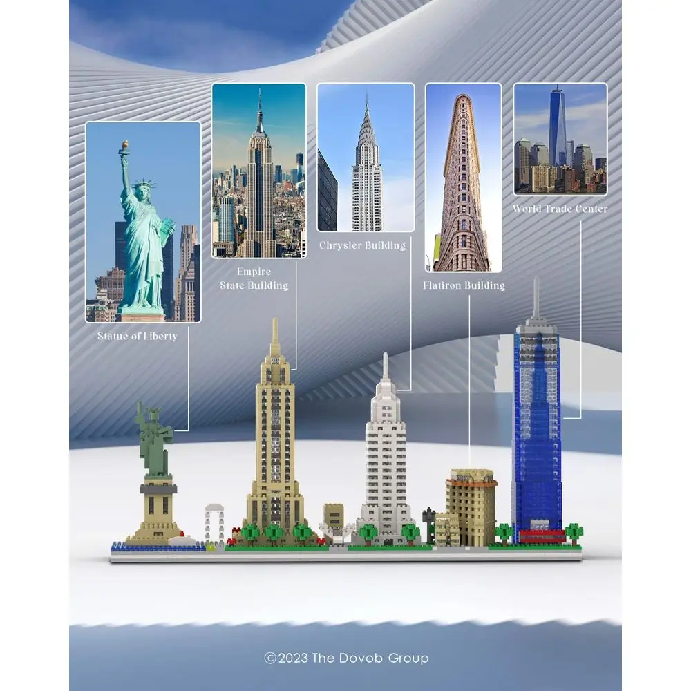 Kit di costruzione micro mini blocchi New York Skyline, 3048 pezzi, modello puzzle 3D per bambini e adulti