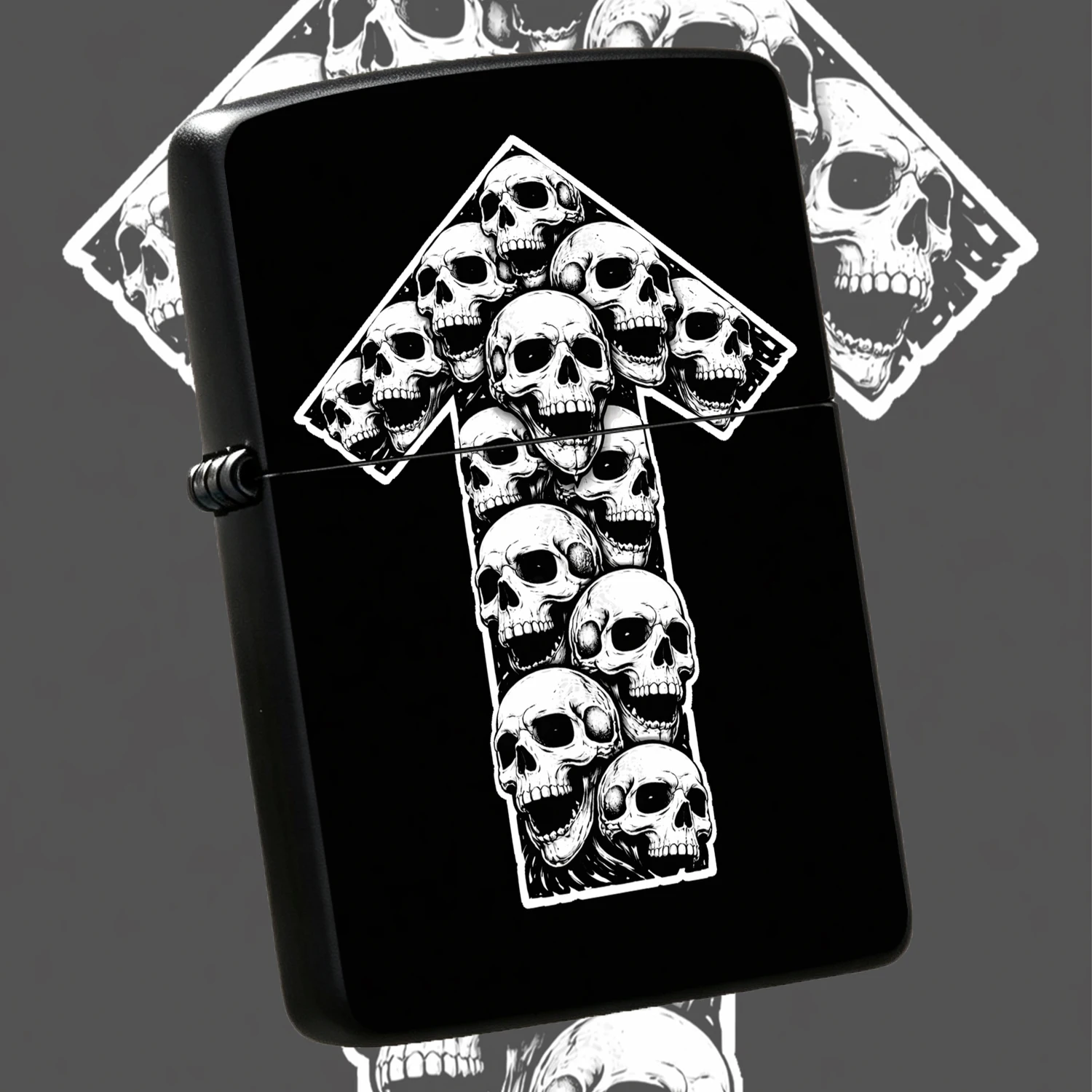 Creative Skull Arrow Pattern, Cool Dark Punk Style Windproof Durable Pocket, Portable  For Outdoor Camping Daily Use, Unique Gift For Motorcycle Rider Punk Fan Ignition A Fun And Humorous Lighter
