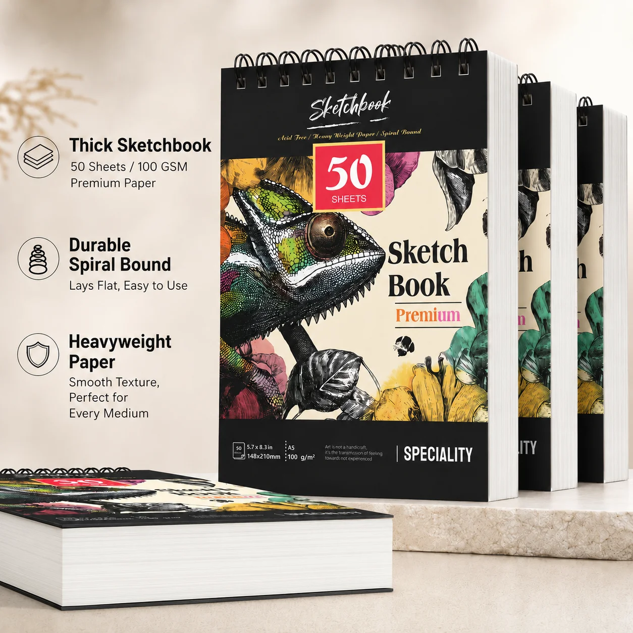 Floral Art Sketchbook - Van Gogh Style, Perfect for Botanical Illustration & Nature Journaling - High-Quality Paper for Wet & Dry Media