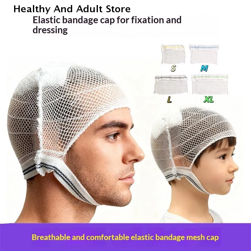 Elastic Mesh Cap Four Sided High Elasticity Fixed Mesh Cover Adult Child Head Injuries Dressing Postoperative Nursing Bandage