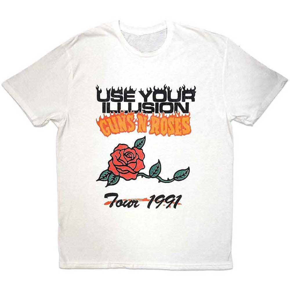 

Guns N Roses Use Your Illusion Tour 1991, высококачественная хлопковая футболка с короткими рукавами, мужская и женская модная футболка в повседневном стиле
