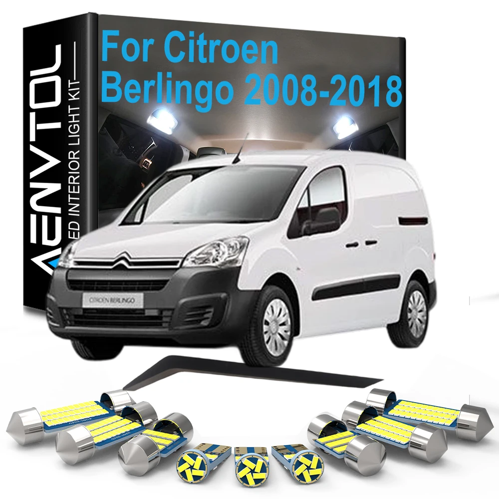11Pcs Car LED Bulb For Citroen Berlingo 2008- 2012 2013 2014 2015 2016 2017 2018 LED Interior Dome Map Reading Trunk Light Kit