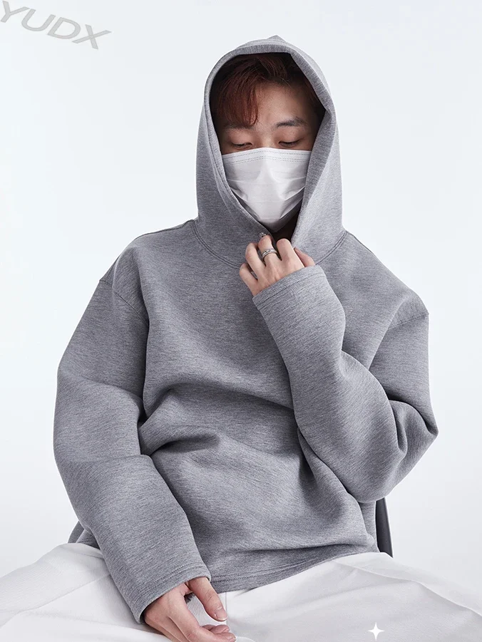 YUDX Miyake Space Cotton Silhouette Hooded Sweatshirt Men's and Women's Thickened Couple Sports Long Sleeve Tops Men's Clothes