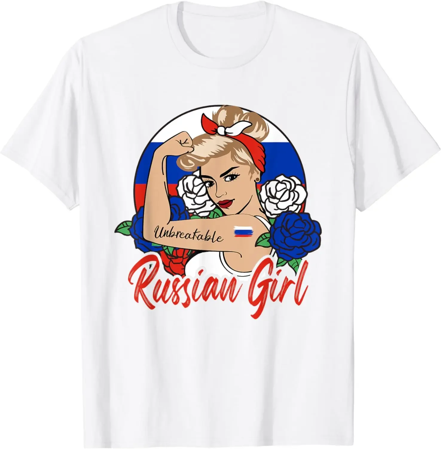 Russian Girl Russia Woman Russians Flag T-Shirt Summer Men T-shirts Classic Graphic Casual Fashion Short-sleev Ropa Hombre