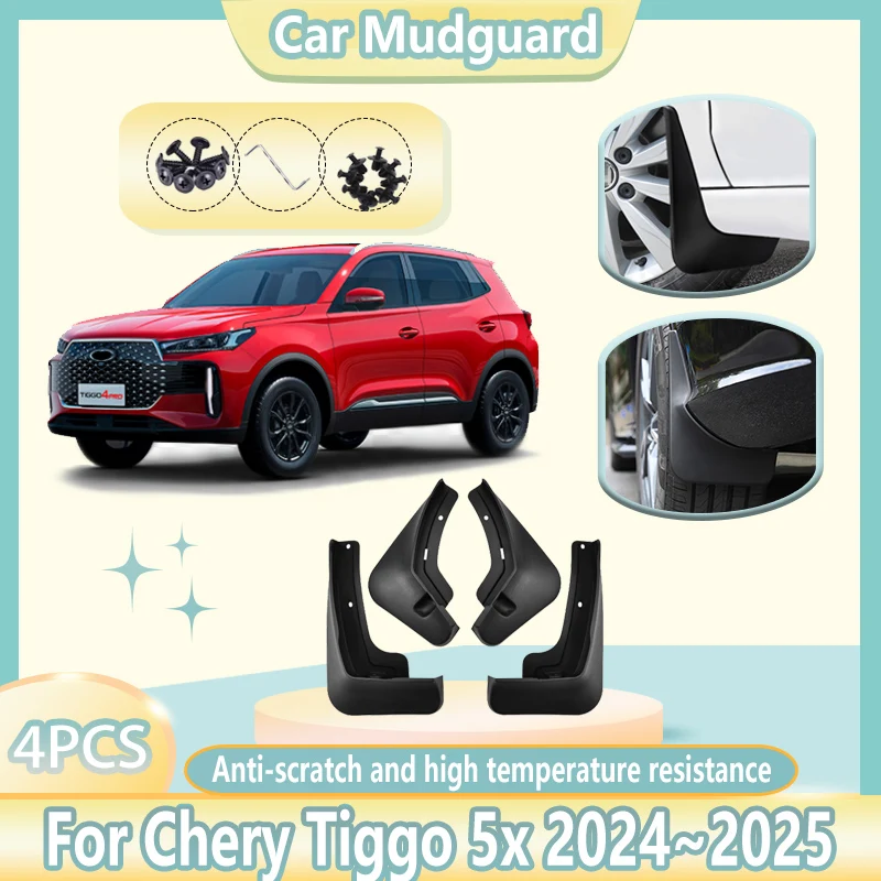 4 pçs pára-choque do carro para chery tiggo 5x2024 acessórios 2025 respingo roda dianteira traseira lama flap guarda mudflaps para-lamas acessórios