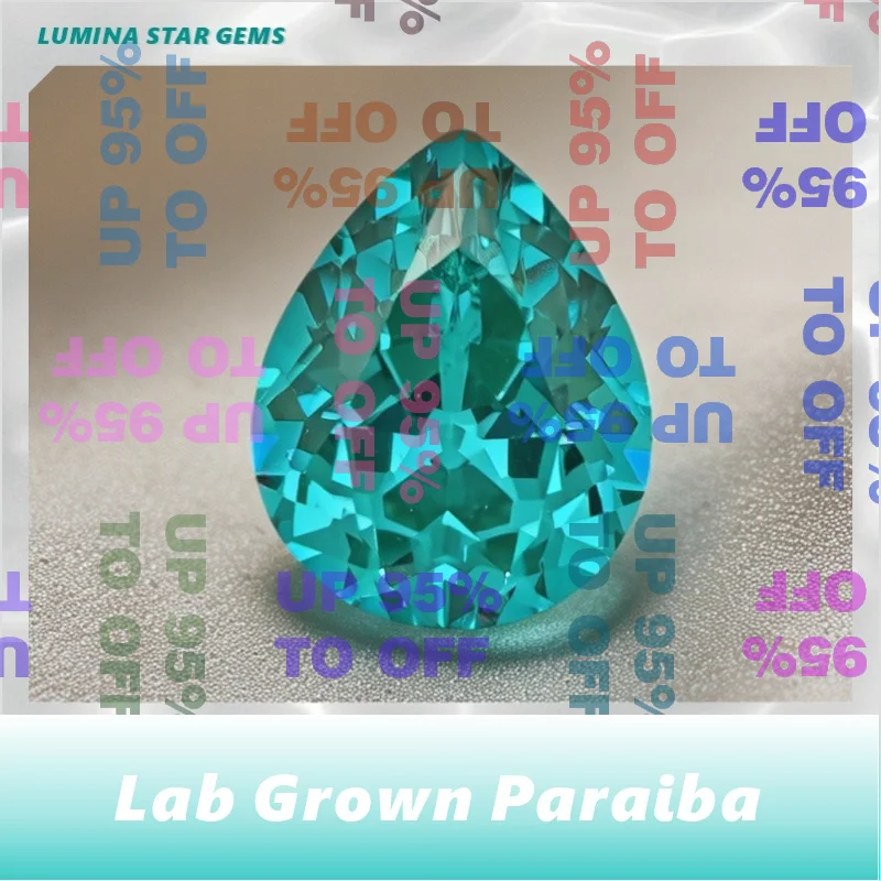 Alab Grown Paraiba Pear Shape Neon Blue VVS1 pour la fabrication de bijoux DIY avancée, incrustation de bague, collier, certificat AGL sélectionnable