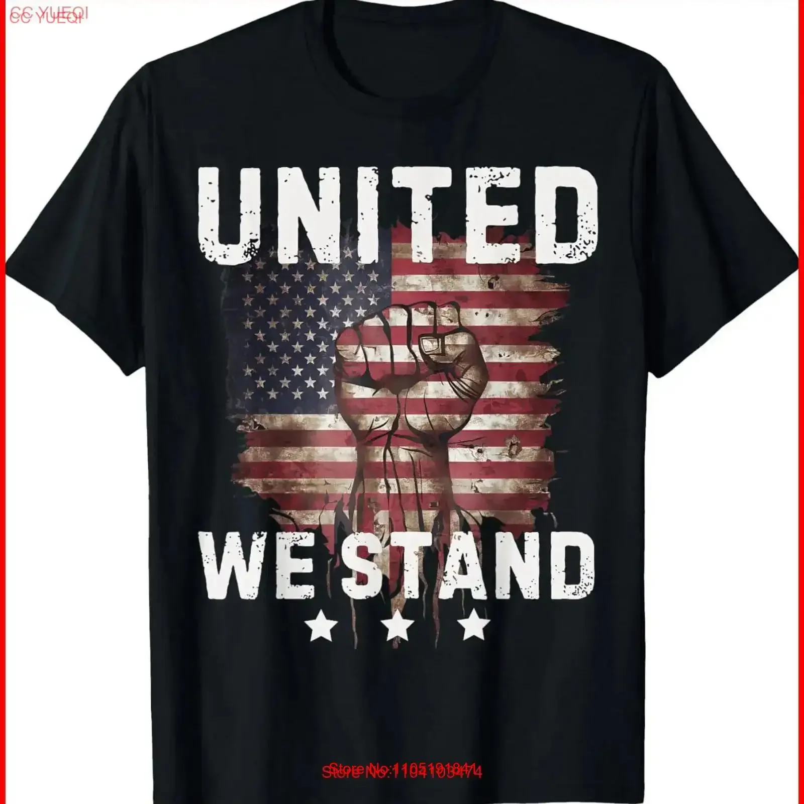 United We Stand Patriotic for Men and Women USA Flag black T Shirt S 5XL vintage Washed Breathable Stretched Comfortable