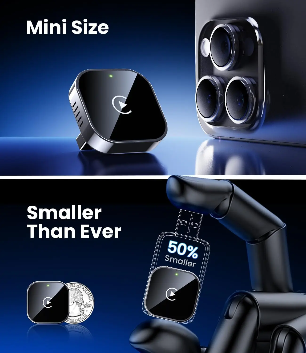 

Обновление беспроводного адаптера CarPlay Wired CarPlay to Wireless, Mini Cube Design для автомобилей со встроенным проводом Apple CarPlay Plug·Hot