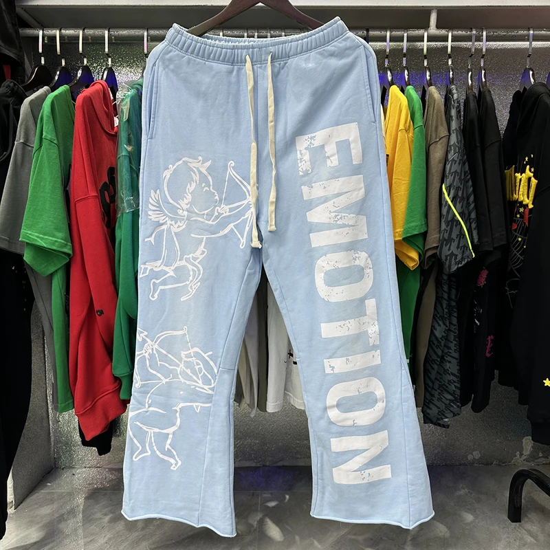 

All-match MIXED EMOTION Casual Pants American High Street Archery Angel Print Vintage Sweatpants Men Women Real Photo Trousers