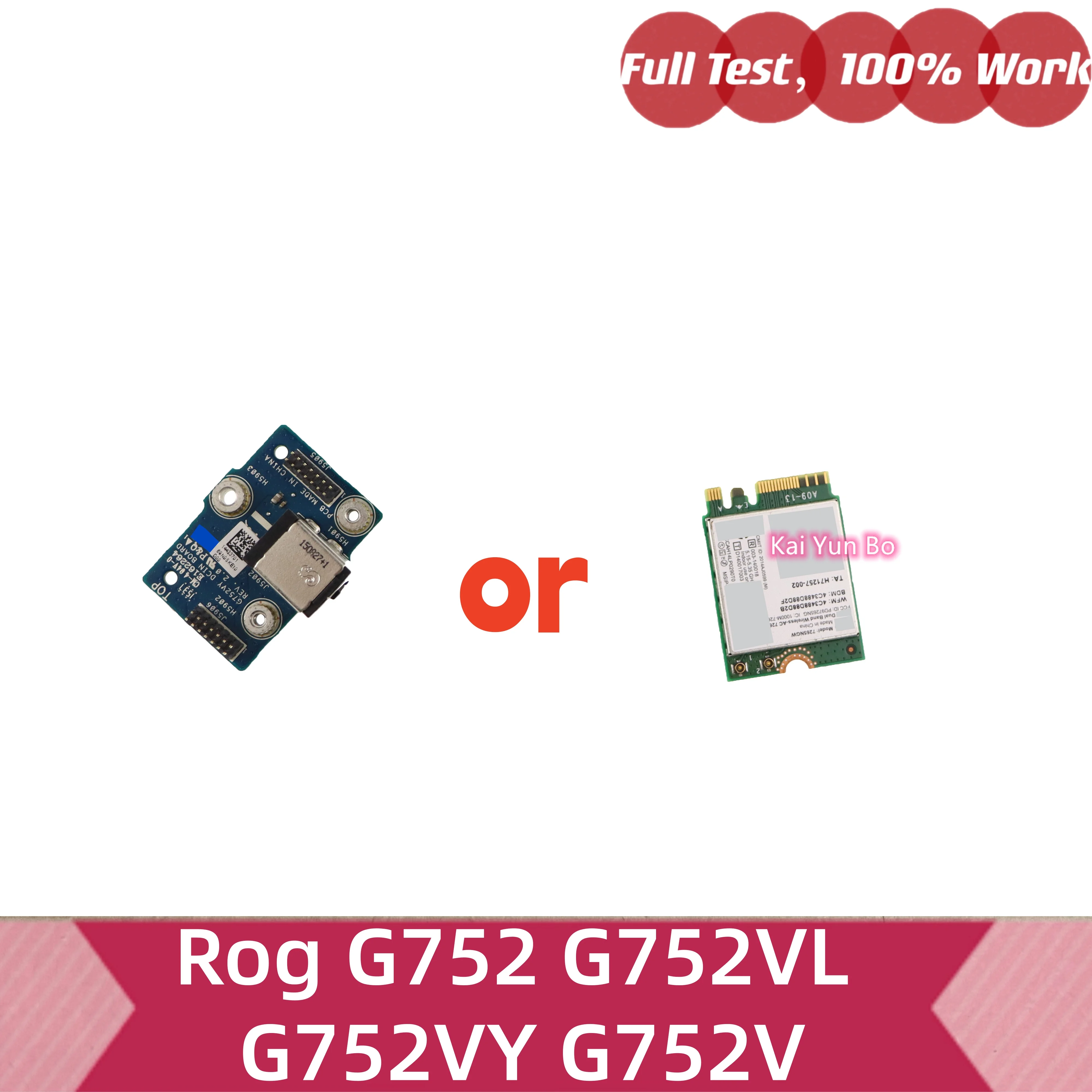 Placa de puerto de carga DC IN para portátil o tarjeta WiFi Wireless-AC 7265 + BT 4.2 para Asus Rog G752 G752VL G752VY G752V 7265NGW