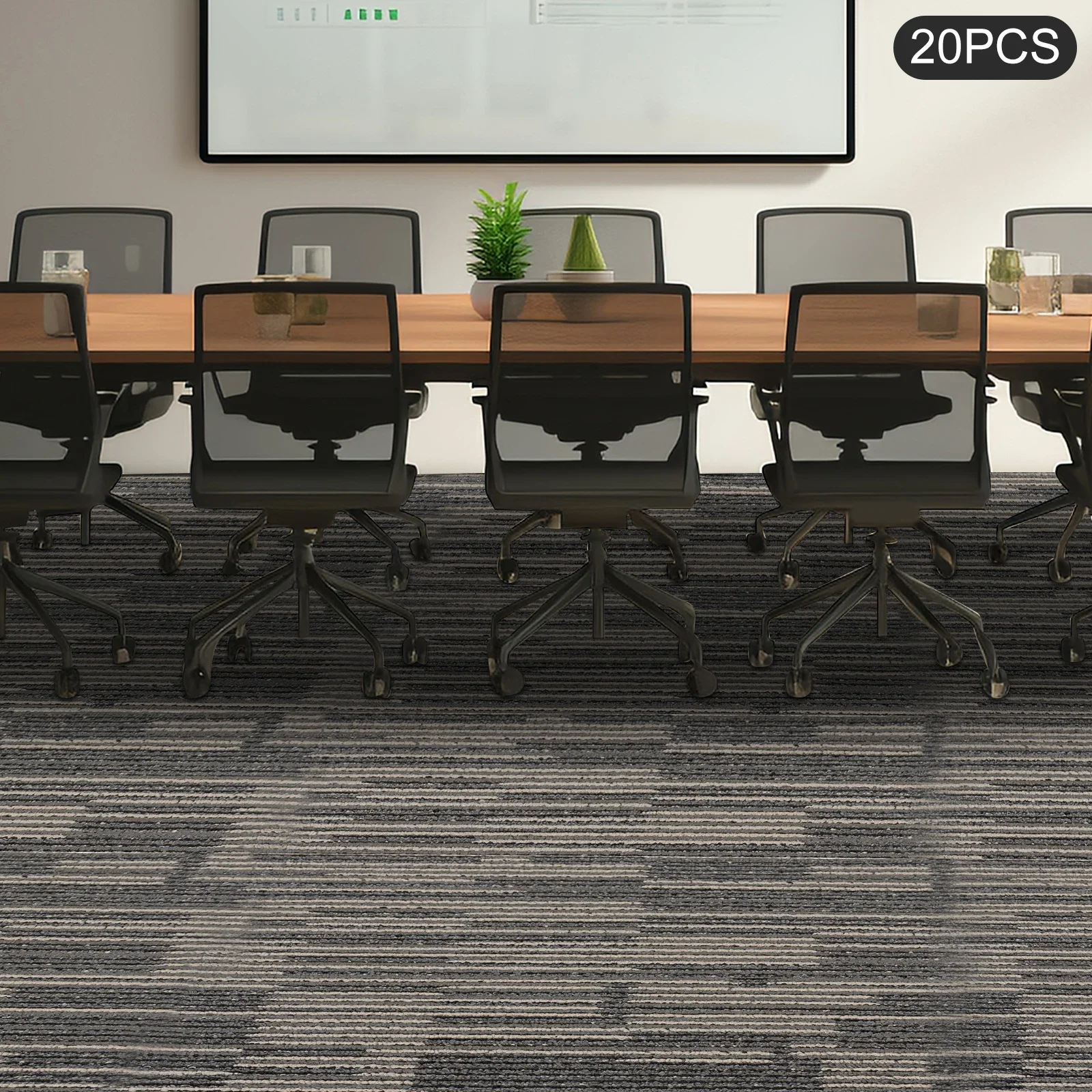 

20PCS Dark Grey Interlocking Carpet Tiles, 20x20 Inch Square Office Floor Mats, 5.5mm Thick Dense Carpet for Home Gym, Basement