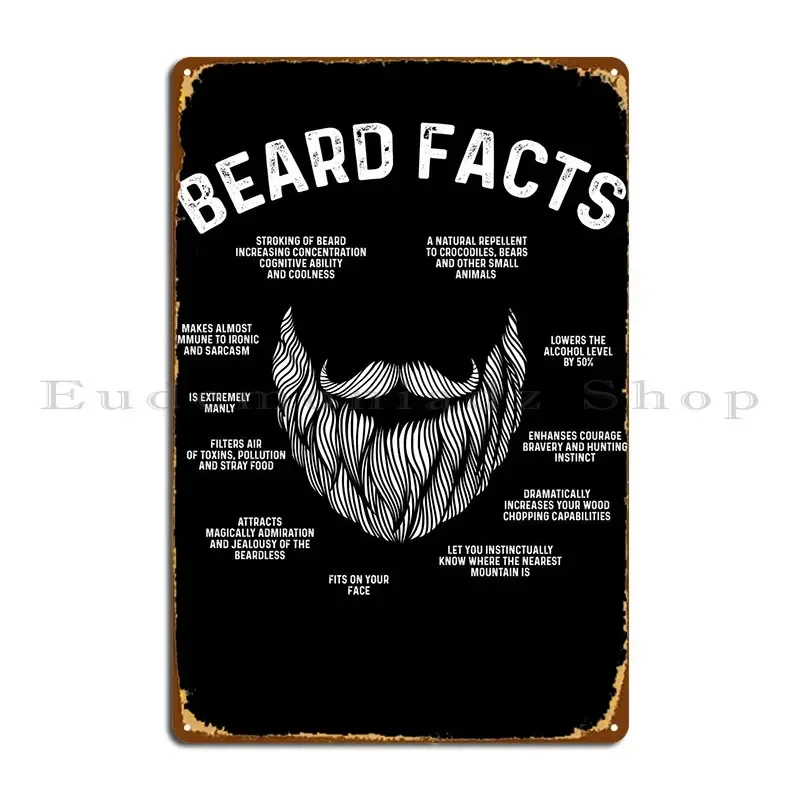 Funny Beard Facts Metal Signs Party Wall Pub Pub Garage Decoration Character Tin Sign Poster