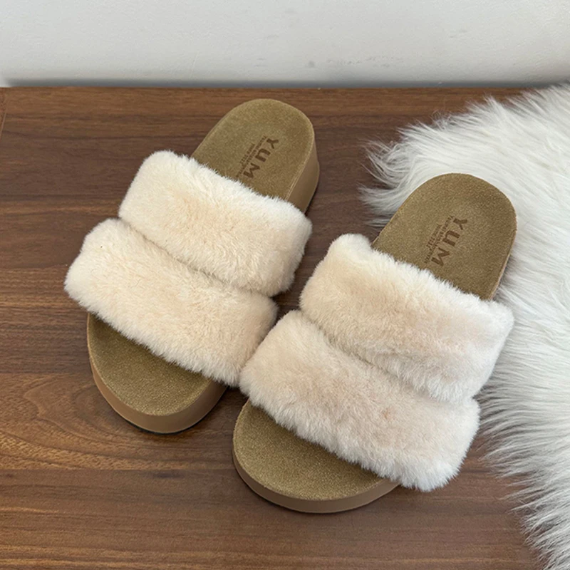 

Flats Women Slippers Fur Fashion Cozy Shoes Autumn Dress Designer Woman Cotton Shoes 2025 New Dress Short Plush Zapatos Mujer