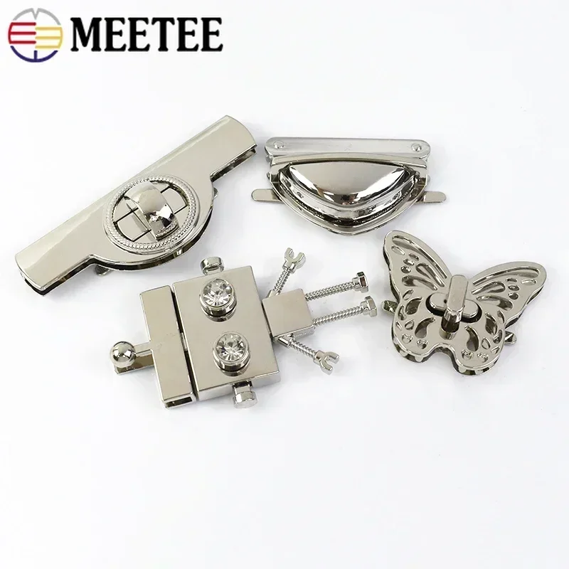 2-5Pcs Meetee Silver Metal Bags Push Lock Purse Twist Turn Locks Snap Clasp Closure Buckle Handbag Hardware Accessories